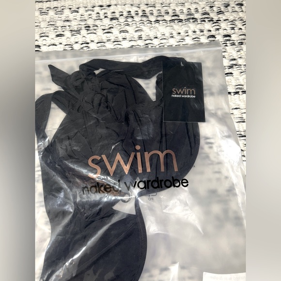 🆕 2/$75 NWT Naked Wardrobe | 2 Piece Underwire Halter Bikini | Black | Large - Picture 5 of 10
